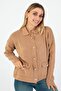 Milk Coffee Color Buttoned Women's Cardigan – Minimal Design, Comfortable Fit, Casual and Office Chic - 3