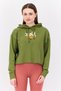 x X-Girl Women Sportswear Fit Long Sleeves Training Hoodie, Olive