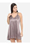 Solid V Neck Strappy Satin Babydoll - 4