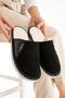 Unisex Velvet Fabric Leather Detailed Home Slippers Ribbed Fabric Home Slippers Dowry Bundle Slippers Stc1154 - 6