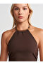 91518 Halter Neck Midi Dress-Brown - 3