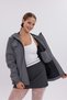 Women's Anthracite Hooded Nova Fabric Stylish Seasonal Water and Windproof Raincoat - 5