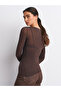 32122 Boat Neck Cashmere Blend Ultra Lightweight Modal Blouse-Brown - 3