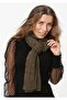Khaki Women's Winter Knitted Scarf, Khaki Scarf - 4