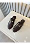 Gold Buckle Women's Slippers. Flat Sole, Large Size