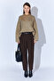 Crew Neck Oversize Women's Sweater - Mink |   Mkw535344-01 - 2