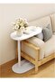 C-Shaped Side Table with Metal Frame, Coffee Bed Couch End Table Laptop Holder - 5