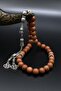 Natural Oud Wood Stone 33-Bead Prayer Beads with Metal Tassel 10mm Sphere Cut 902255