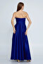 Women's Asymmetrical Neckline Deep Slit Draped Satin Evening Dress 8113 Purple - 4