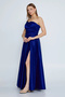 Women's Asymmetrical Neckline Deep Slit Draped Satin Evening Dress 8113 Purple - 2