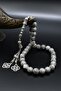 Natural Gray Jasper Stone 33 Beads Prayer Beads with Metal Tassel 10mm Sphere Cut 902251