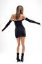 Long Sleeve Basic Mini Strapless Black Dress - 2