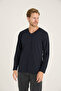 Men's V-Neck Long Sleeve T-Shirt Stylish Design - 5