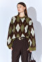 Baklava Pattern Embroidered Women's Sweater - Khaki |   Mkw535334-01