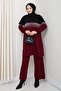 Women's Burgundy Smoked Glitter Patterned Knitwear Tunic – Long Sleeve Comfortable Fit - 6