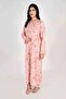 Ladies Jalabiya – Orange Abstract Print with Embroidered Neckline - 3
