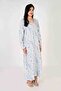 Ladies Jalabiya – White Base with Blue Florals and Embroidered Neckline - 7