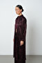 Women's Burgundy Color Leaf Patterned Long Tunic Hijab Shirt - Dress - 2