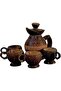 Coconut Shell Beverage Set,Handmade; 1 Jug with 4 Cups; For Hot and Cold Beverages,Full Natural