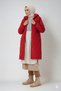 Women's Burgundy Long Quilted Lined Puffer Hijab Coat Hzl25W-Bd151381 - 2