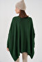 15783 Slit Poncho Sweater - Emerald Green - 6