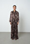 Women's Brown Patterned Long Tunic Hijab Shirt - Dress - 4