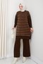 Women's Burgundy Knitwear Sweater – Loose Model with Geometric Glitter Pattern - 2