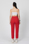 Women's Summer Red Trendy Model Pencil Detailed High Waist Fabric Trousers 30062 - 5