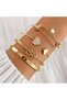 Gold Color Women's Bracelet Set of 5 with Stones Heart, Star, Love 0325