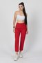 Women's Summer Red Trendy Model Pencil Detailed High Waist Fabric Trousers 30062 - 3