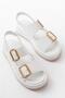 1187 White Wedge Heel Rubber Helmet Women's Sandals - 5