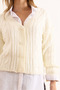 Women's Ecru 4-Button Braided Soft Textured Knit Cardigan Hrk-19000394 - 5