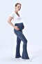 437 Gray Color Piped Shaping / Sculpting and Extra Flexible Effective High Waist Flared Maternity Leggings - 4