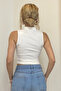 Women's Half Turtleneck Zero Sleeve High Neck Sleeveless Bodysuit Blouse - 4