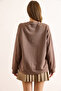 Women's Plain Camel Basic Soft Textured Loose Sweatshirt Swt-19000457 - 7