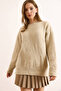 Women's Stone Crew Neck Soft Textured Relaxed Fit Sweater Kzk-19000992 - 2