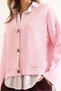 Women's Pink Pocketed Thick Ribbed Soft Textured Knit Cardigan Hrk-19000390 - 6