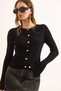 Women's Black Gold Buttoned Spanish Sleeve Ribbed Cardigan Hrk-19000388