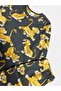 Boy's 100% Cotton Anthracite Gray Lion Patterned Long Sleeve Winter Pajama Set - 3