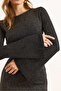 Women's Black Lined Glitter Backless Mini Stylish Dress Elb-19002540 - 5