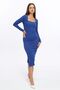 Ribbed Knit Fabric Long Sleeve Midi Length Slit Dress - 3