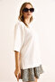 Women's White Modal Crew Neck Soft Textured Flowy T-Shirt Tsh-19000935 - 5