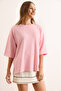 Women's Candy Pink Modal Crew Neck Soft Textured Flowy T-Shirt Tsh-19000935 - 4