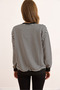 Women's Black Teddy Bear Applique Striped Thick Sweatshirt Without Embroidery Swt-19000745 - 2
