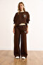 Women's Brown Stripe Detailed Embroidered Thick Tracksuit Set Etkm-0000086 - 2