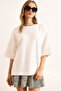 Women's White Modal Crew Neck Soft Textured Flowy T-Shirt Tsh-19000935