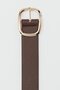 Large Faux Leather Belt with Oval Buckle Brown - 3