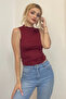 Women's Half Turtleneck Zero Sleeve High Neck Sleeveless Bodysuit Blouse - 3