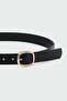 Oval Buckle Large Faux Leather Belt Black - 4