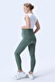 356 Green Color Piped Shaping / Sculpting and Extra Flexible Effective High Waist Maternity Leggings - 4